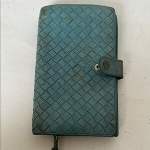 Bottega Veneta Woven Blue Leather Wallet